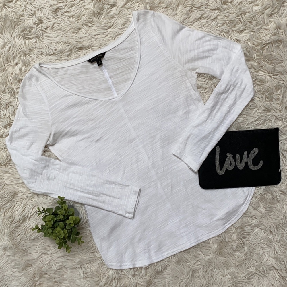 Banana Republic LS Scoop Neck Tee 💗 White